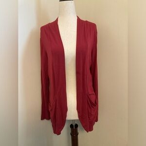 DownEast Red Long Sleeve Cardigan